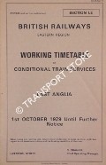 Working Timetable of Conditional Train services - Section LE - East Anglia, 1st October 1979 until further notice by British Railways Eastern Region